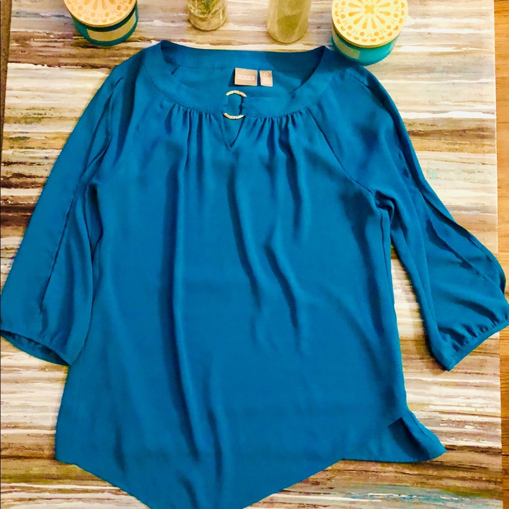 Chico’s Teal Blouse Size 0 [EUC]